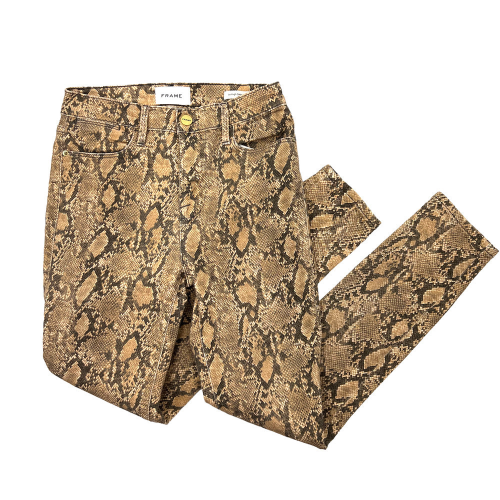 Frame Le High Skinny Crop Size 25 Coated Python - Picture 9 of 10